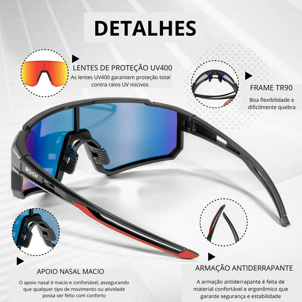 Óculos Esportivo UV400 Ciclismo e Beach Tennis
